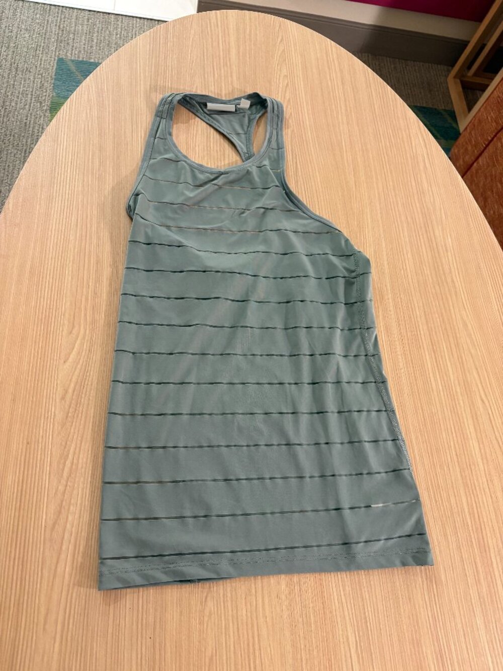 Athleta Mesh High Neck Chi Tank Top XXS Xtra Xtra Small Olive Green Striped